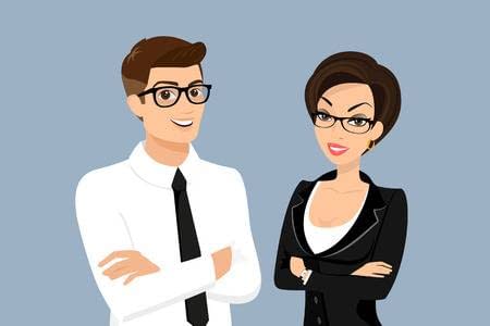 31297103 stock vector business man and woman isolated on blue background 31297103 stock vector business man and woman isolated on blue background